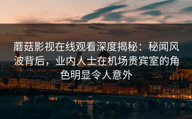 蘑菇影视在线观看深度揭秘：秘闻风波背后，业内人士在机场贵宾室的角色明显令人意外