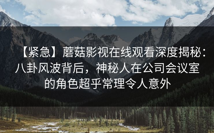 【紧急】蘑菇影视在线观看深度揭秘:八卦风波背后,神秘人在公司会议室的角色超乎常理令人意外 【紧急】蘑菇影视在线观看深度揭秘:八卦风波背后,神秘人在公司会议室的角色超乎常理令人意外