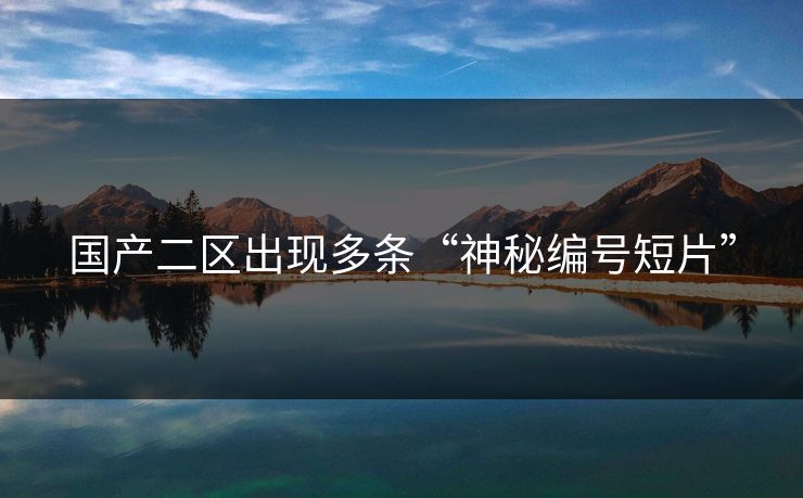 国产二区出现多条“神秘编号短片”